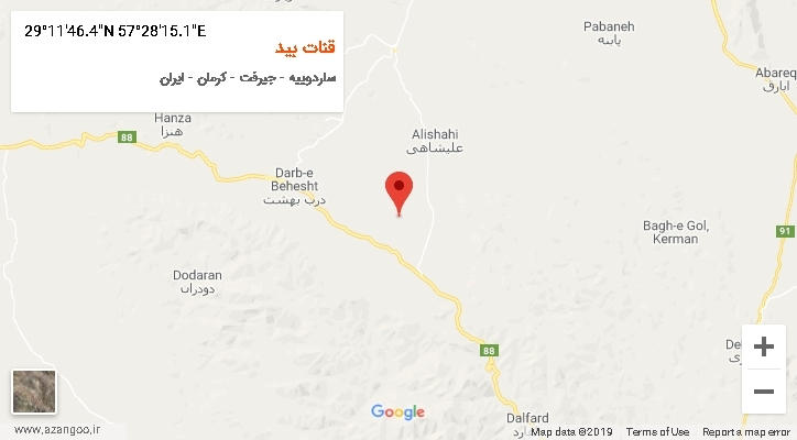روستای قنات بید بر روی نقشه
