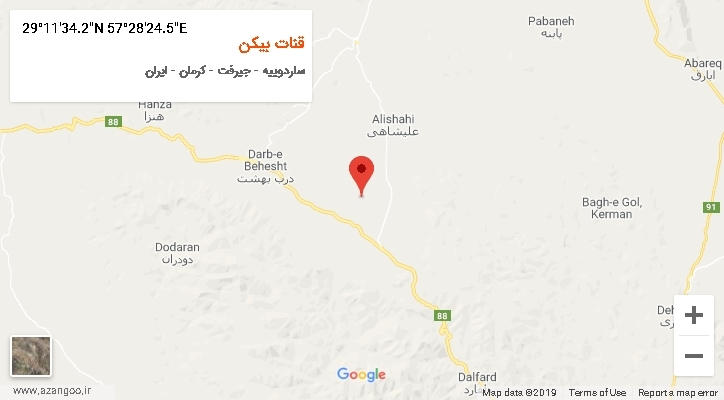 روستای قنات بیکن بر روی نقشه