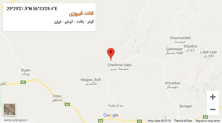 روستای قنات فیروزی بر روی نقشه