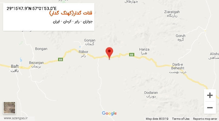 روستای قنات گدار(کهنگ گدار) بر روی نقشه