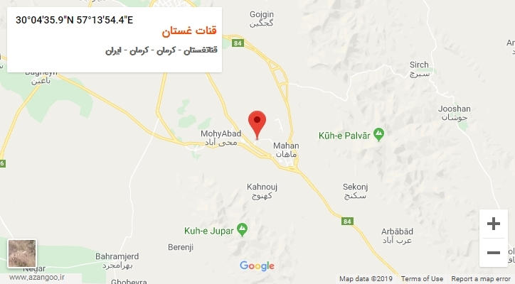 روستای قنات غستان بر روی نقشه