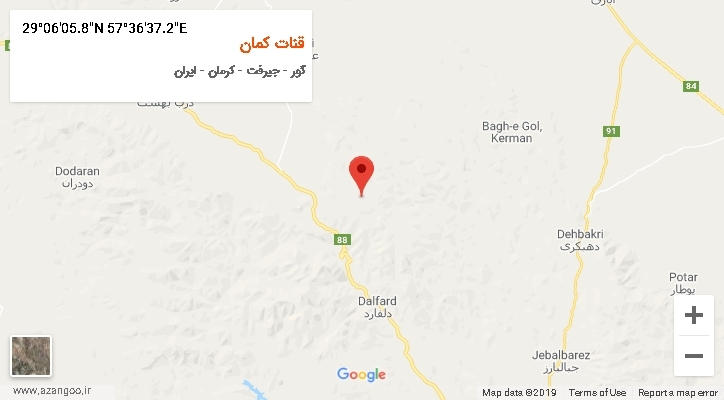 روستای قنات کمان بر روی نقشه