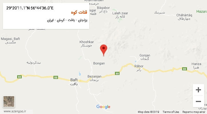 روستای قنات کوه بر روی نقشه