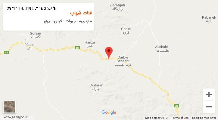 روستای قنات شهاب بر روی نقشه