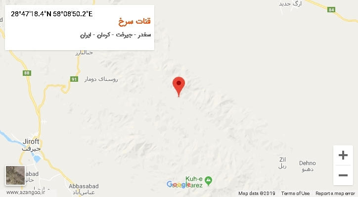 روستای قنات سرخ بر روی نقشه