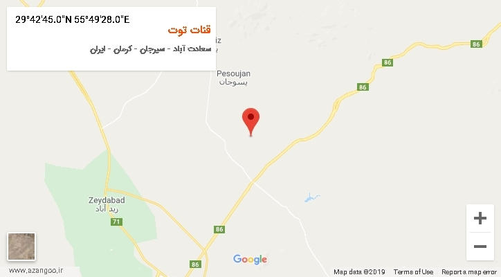 روستای قنات توت بر روی نقشه