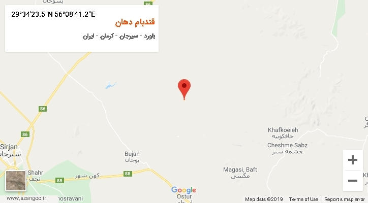 روستای قندبام دهان بر روی نقشه