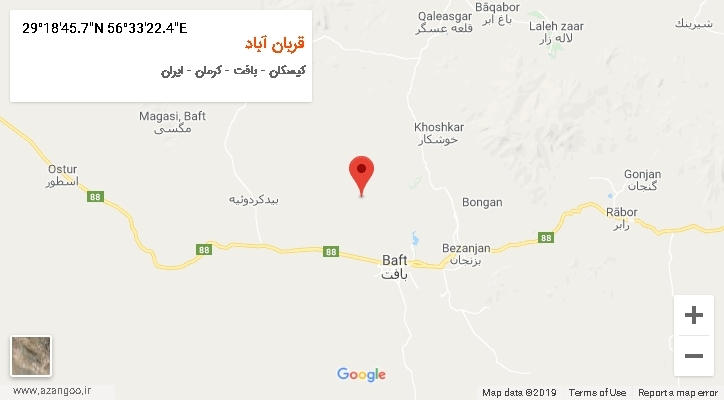 روستای قربان آباد بر روی نقشه