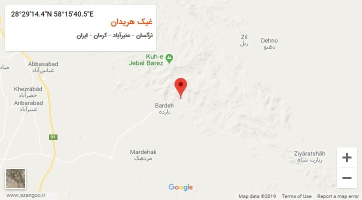روستای غیک هریدان بر روی نقشه