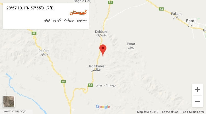 روستای گهیوستان بر روی نقشه