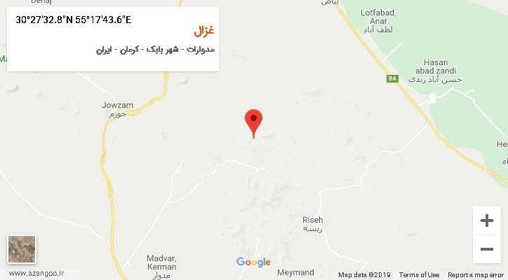 روستای غزال بر روی نقشه