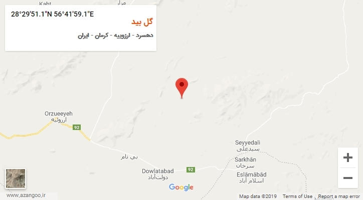 روستای گل بید بر روی نقشه