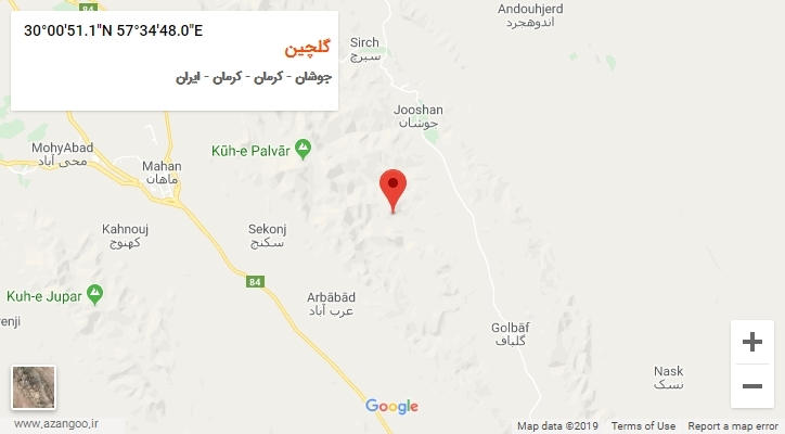 روستای گلچین بر روی نقشه