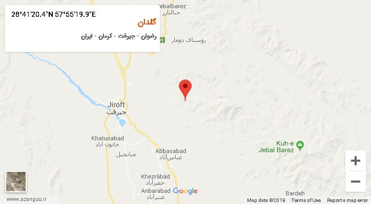 روستای گلدان بر روی نقشه