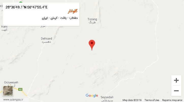 روستای گلوانار بر روی نقشه
