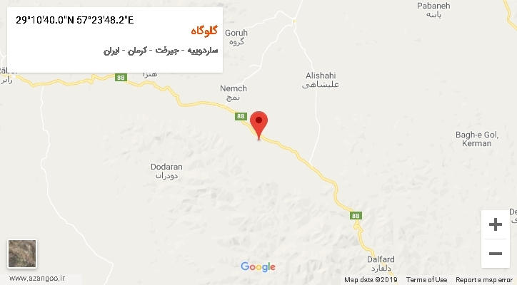 روستای گلوگاه بر روی نقشه