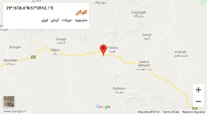 روستای گلوگازر بر روی نقشه