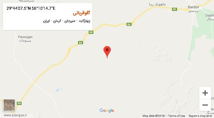 روستای گلوقربانی بر روی نقشه