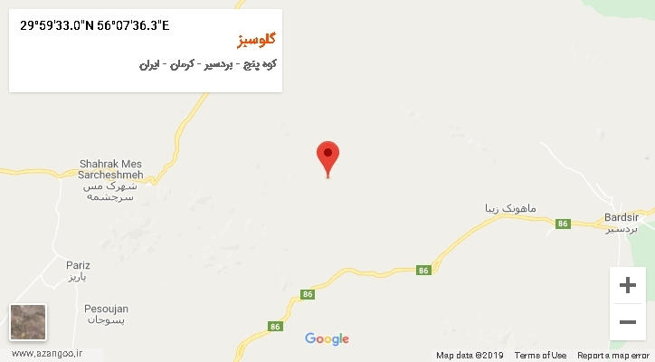 روستای گلوسبز بر روی نقشه