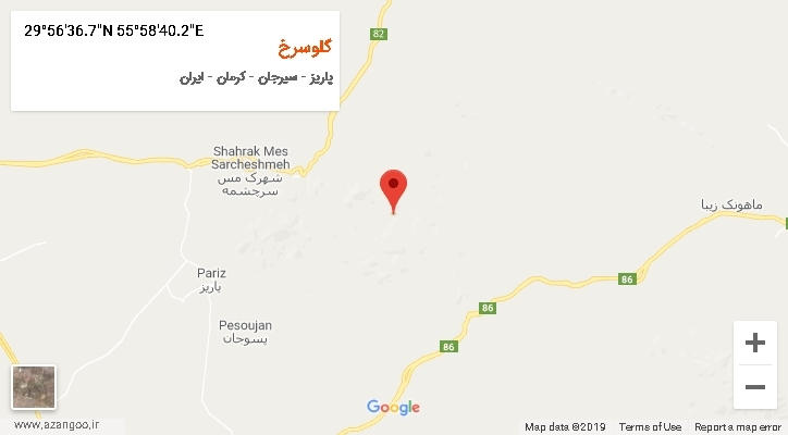 روستای گلوسرخ بر روی نقشه