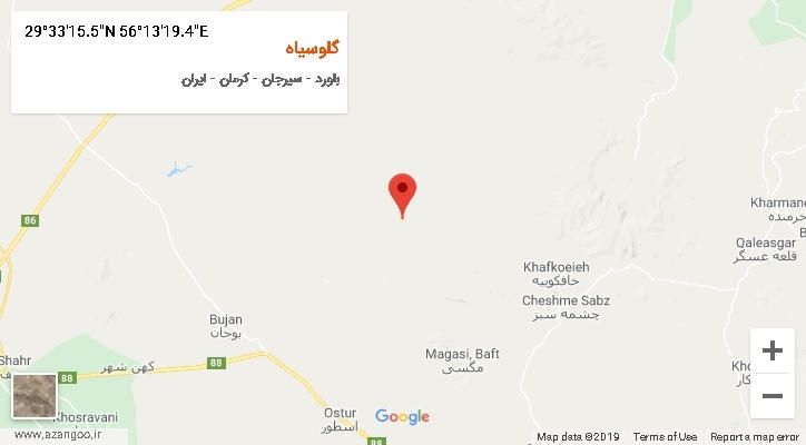 روستای گلوسیاه بر روی نقشه