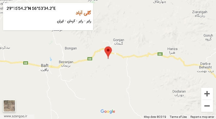 روستای گلی آباد بر روی نقشه