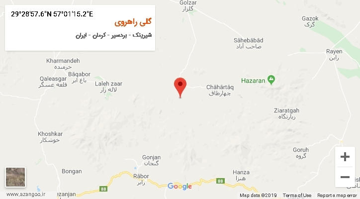 روستای گلی راهروی بر روی نقشه