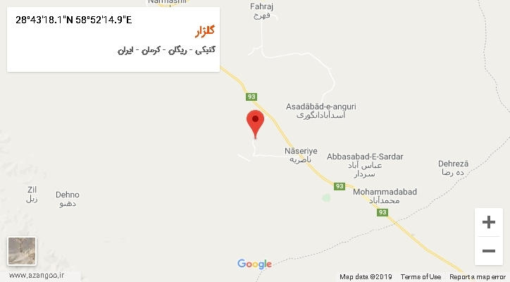 روستای گلزار بر روی نقشه