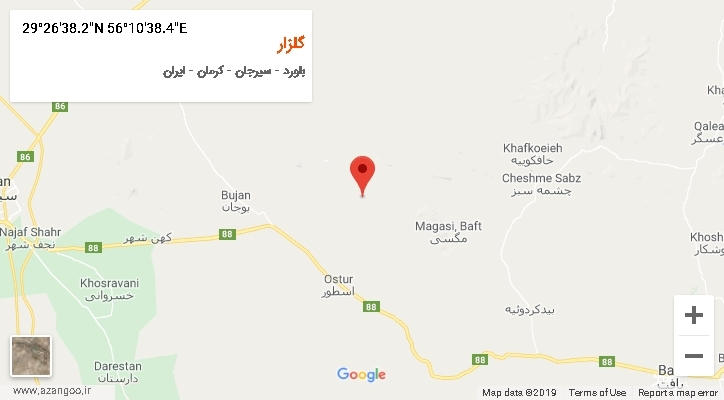 روستای گلزار بر روی نقشه