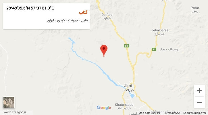 روستای گناب بر روی نقشه