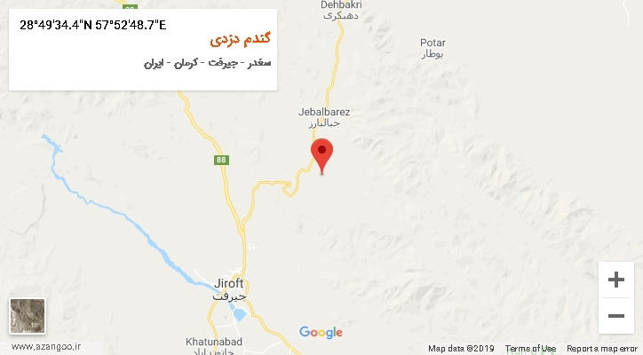 روستای گندم دزدی بر روی نقشه