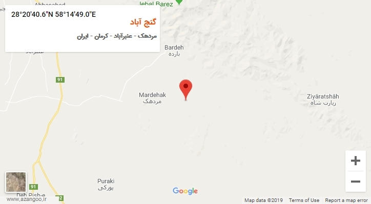 روستای گنج آباد بر روی نقشه