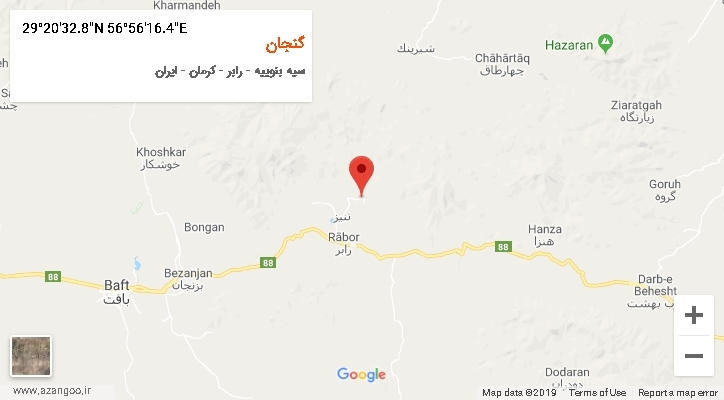 روستای گنجان بر روی نقشه