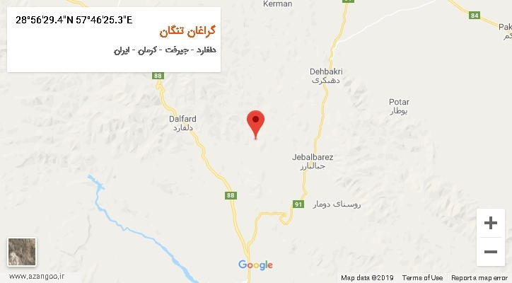روستای گراغان تنگان بر روی نقشه