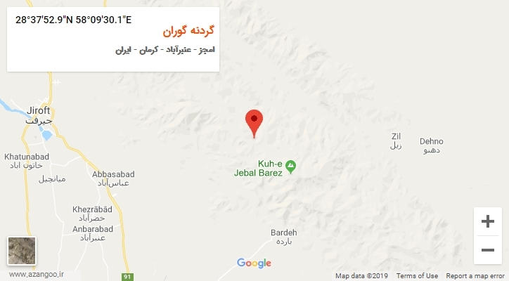روستای گردنه گوران بر روی نقشه