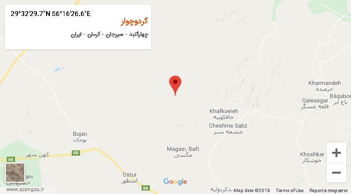 روستای گردوچوار بر روی نقشه