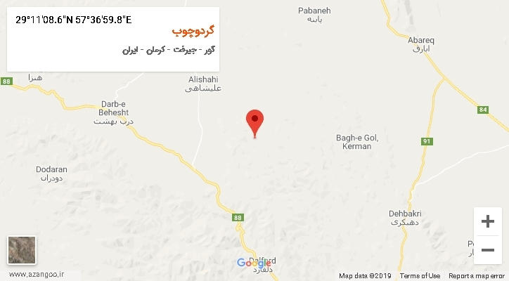 روستای گردوچوب بر روی نقشه