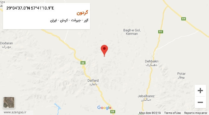 روستای گردون بر روی نقشه