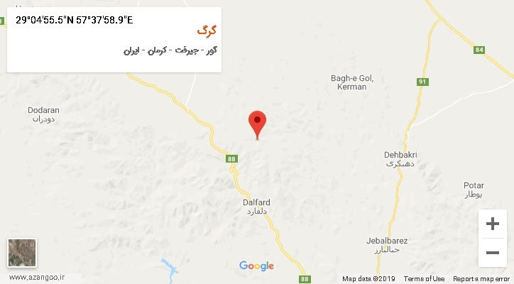 روستای گرگ بر روی نقشه