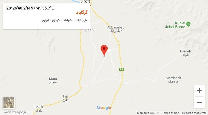 روستای گرگاباد بر روی نقشه