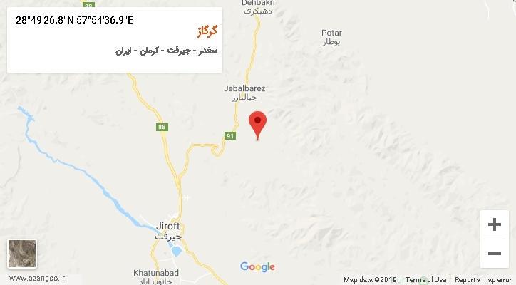 روستای گرگاز بر روی نقشه