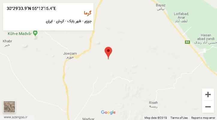 روستای گرما بر روی نقشه