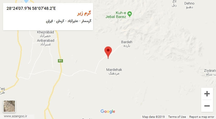 روستای گرم زیر بر روی نقشه