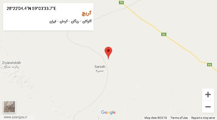 روستای گریچ بر روی نقشه