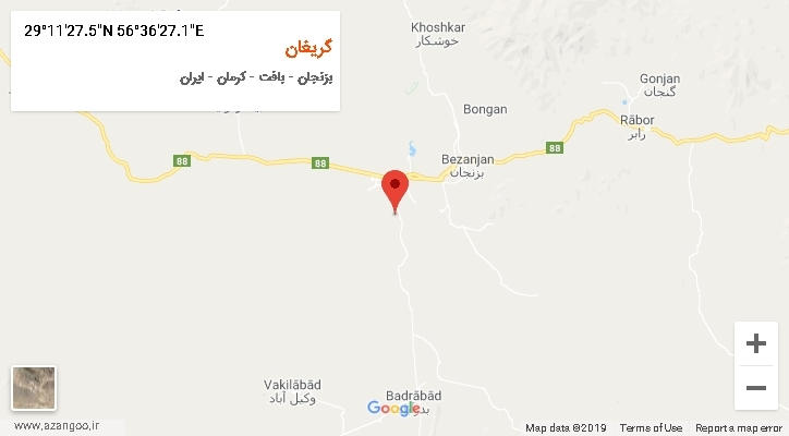 روستای گریغان بر روی نقشه