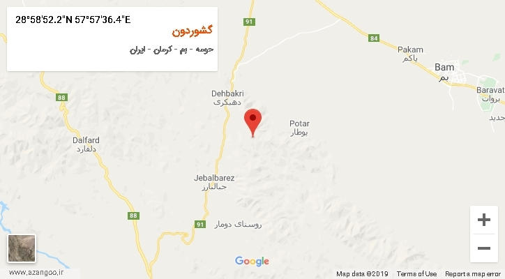 روستای گشوردون بر روی نقشه