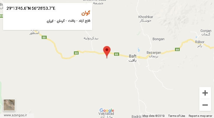 روستای گوان بر روی نقشه