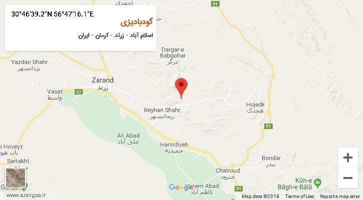 روستای گودبادیزی بر روی نقشه