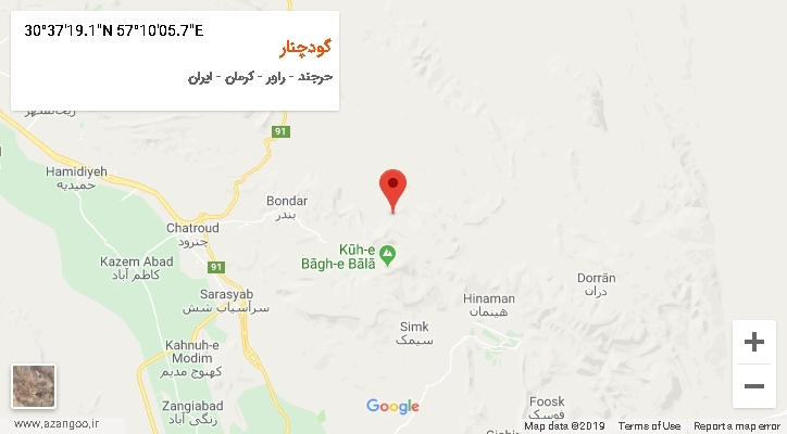 روستای گودچنار بر روی نقشه