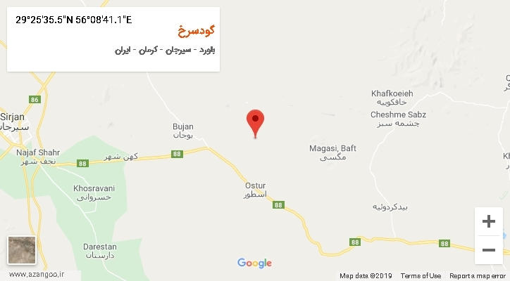 روستای گودسرخ بر روی نقشه
